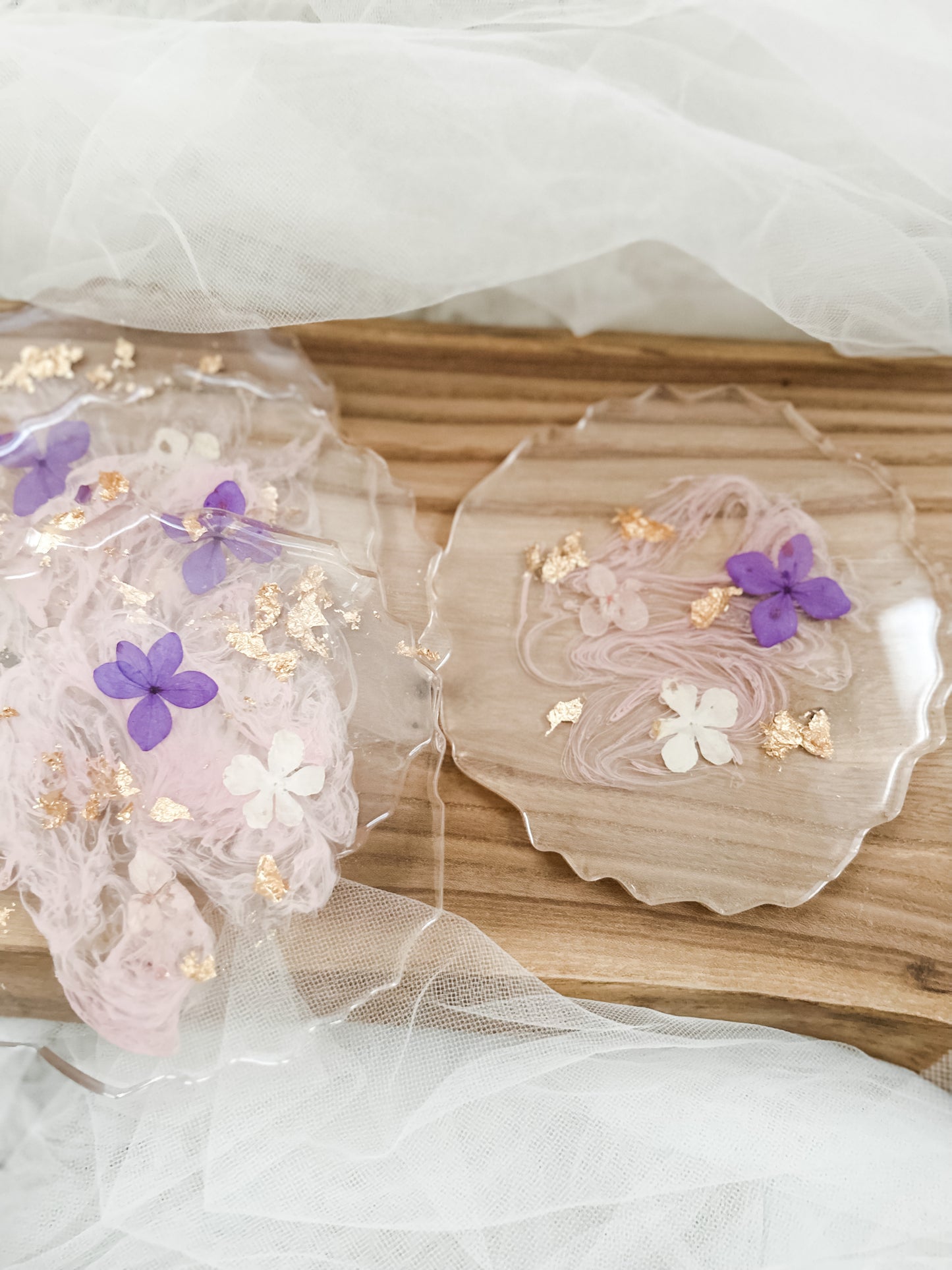Pink & Purple Floral Coaster Set