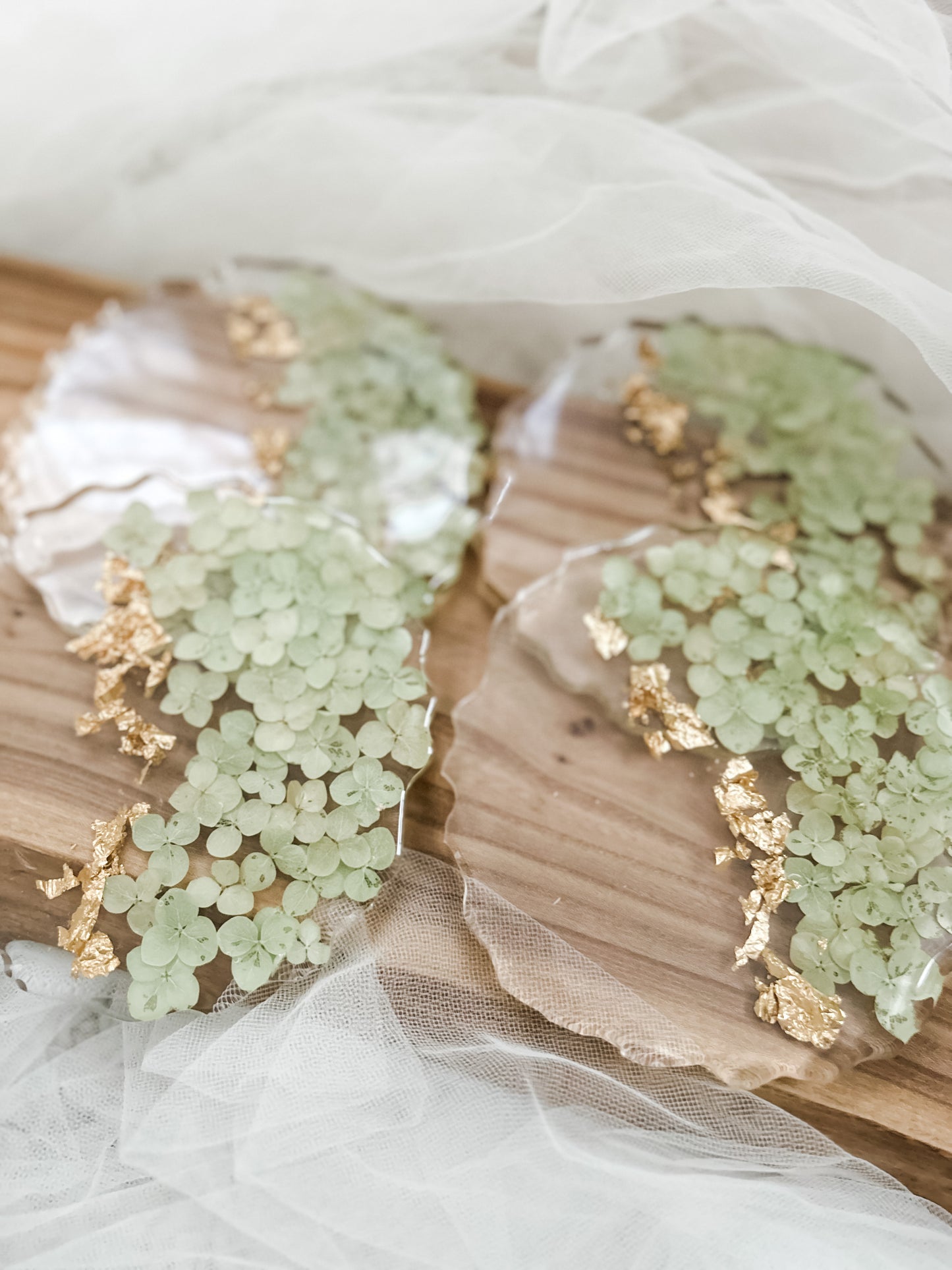 Green Hydrangea Coaster Set