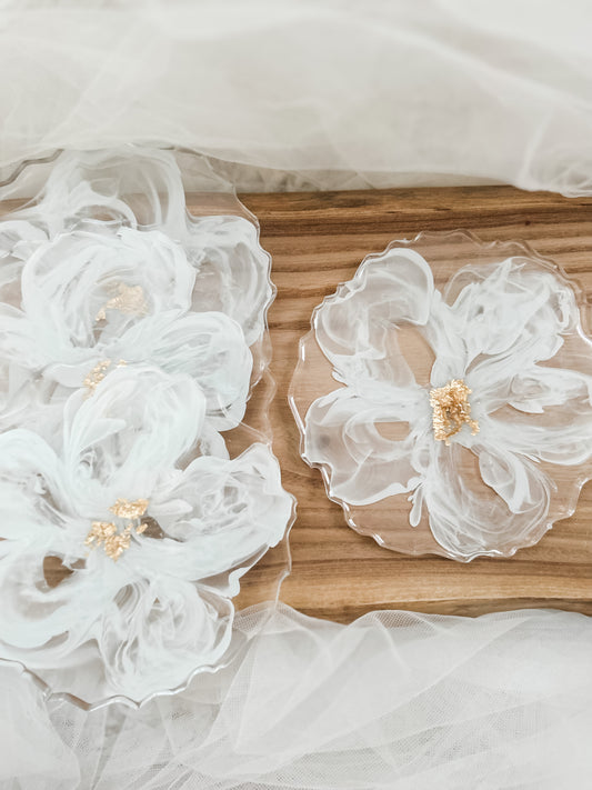 Grey Floral Coaster Set